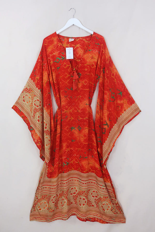 Cassandra Maxi Kaftan - Inferno Floral - Vintage Sari - Size M/L by All about Audrey
