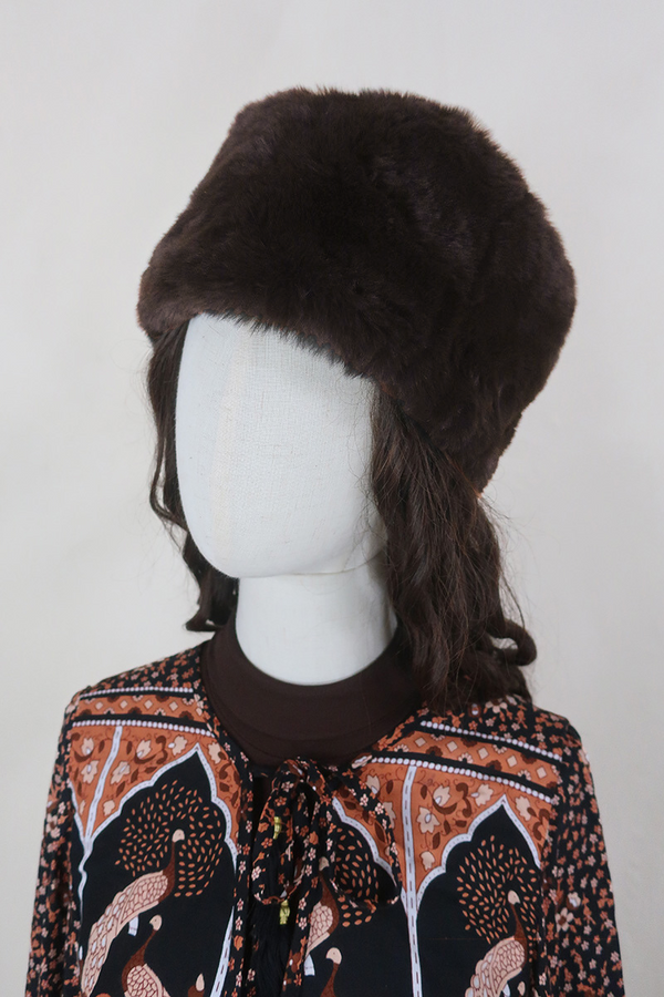Anastasia Faux Fur Hat in Chocolate Brown by All About Audrey
