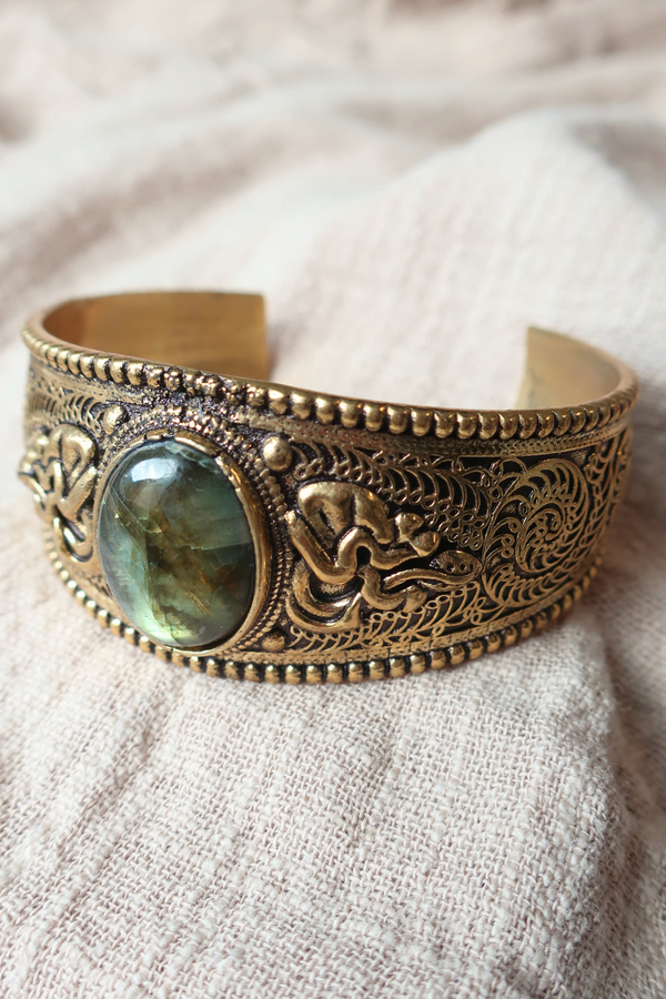 Morgana Bangle in Gold with Marbled Tourmaline