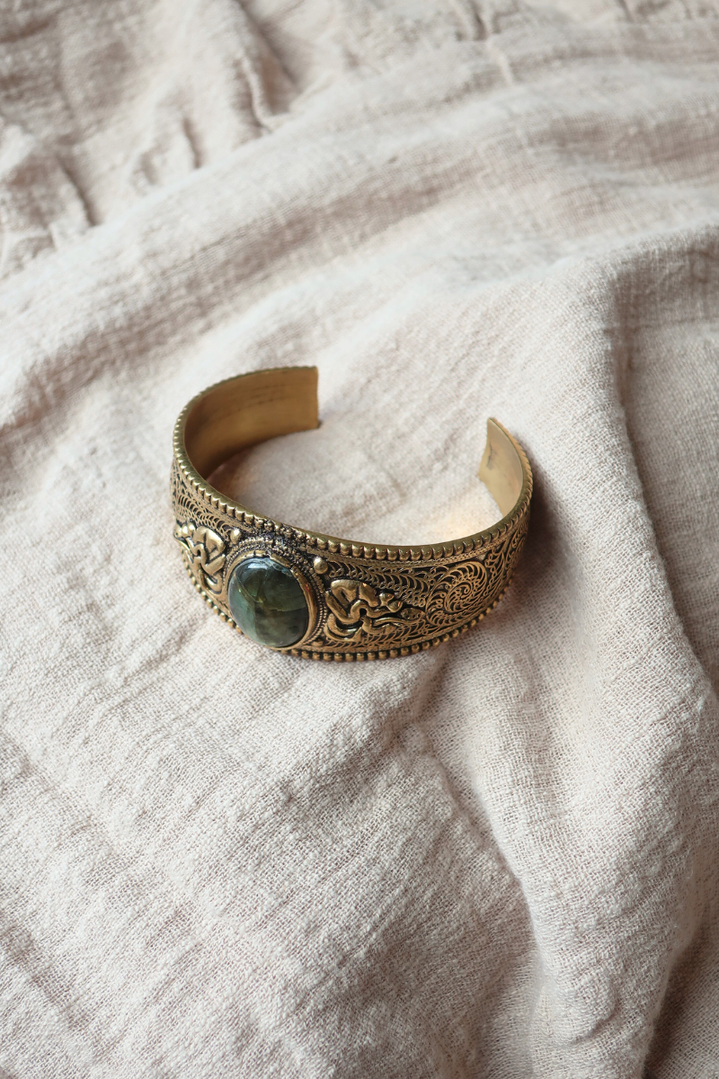 Morgana Bangle in Gold with Marbled Tourmaline