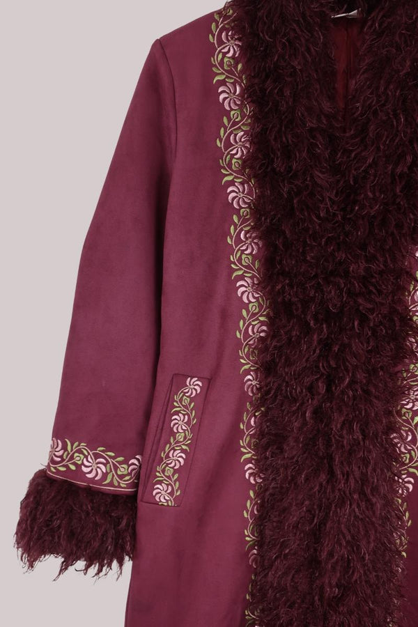 Fleetwood Embroidered Penny Lane Coat in Tango in the Night Burgundy
