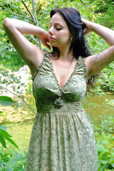 Maisie Folklore Floral Maxi Dress in Bamboo Green