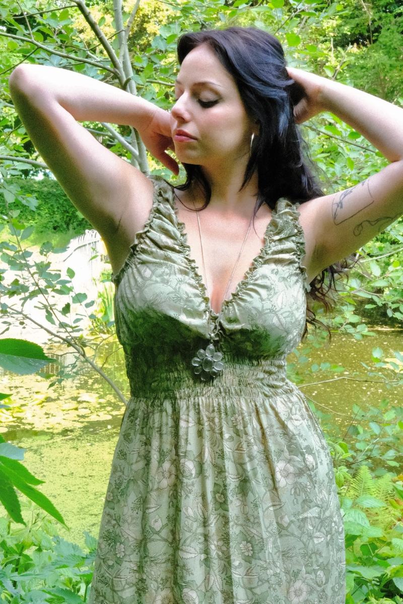 Maisie Folklore Floral Maxi Dress in Bamboo Green