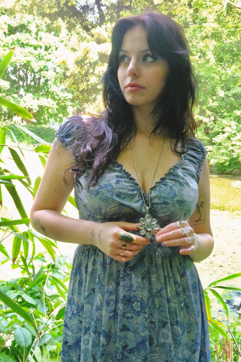 Maisie Folklore Floral Maxi Dress in Forget-Me-Not Blue