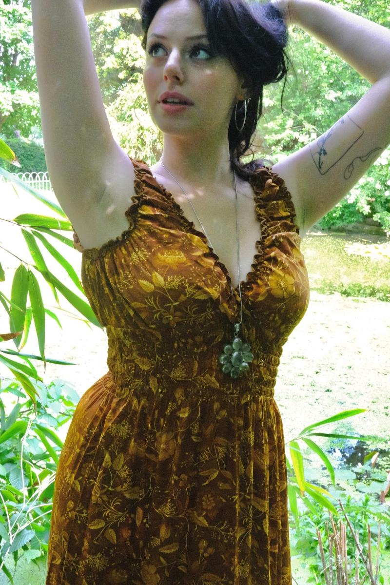 Maisie Folklore Floral Maxi Dress in Witch-Hazel Gold