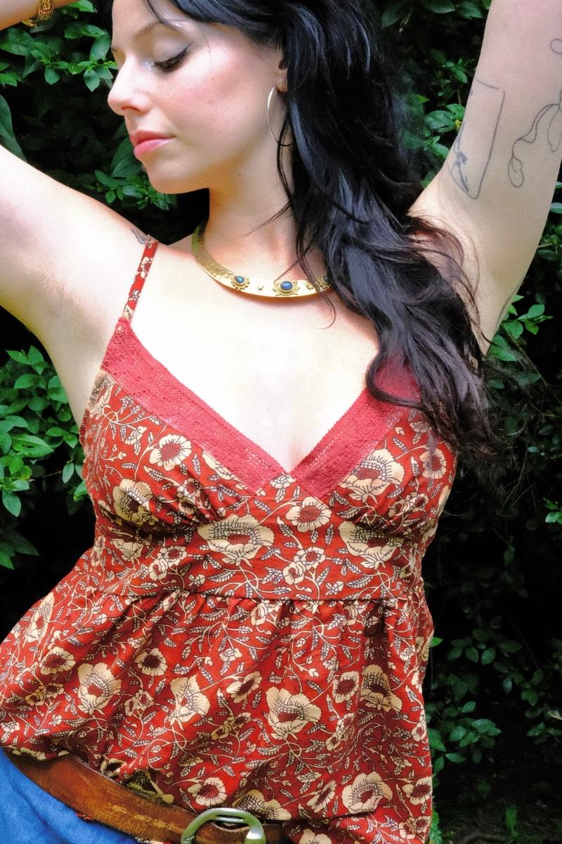 Isobel Cami Top in Poppy Red Block Print Floral