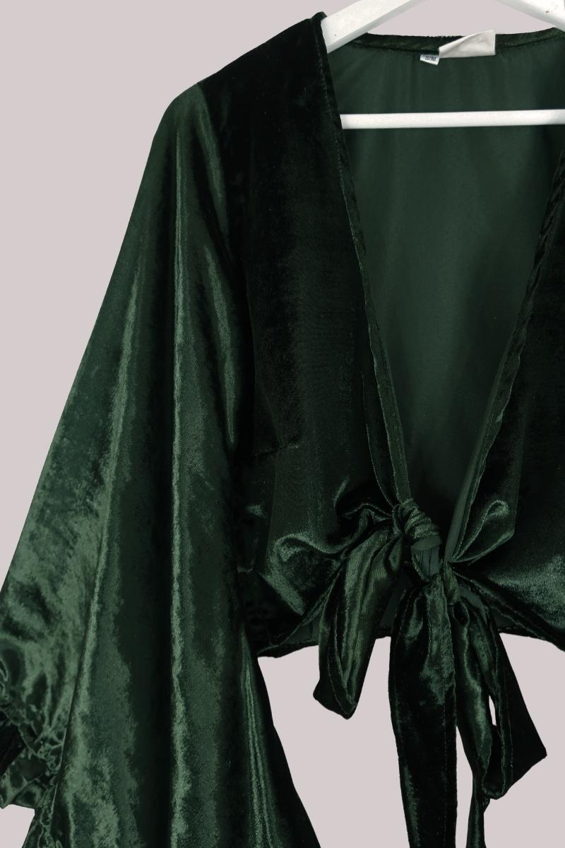Khroma Venus Wrap Top in Diesel Green Ice Velvet
