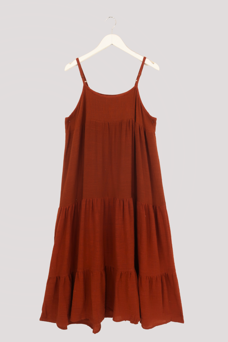 Clover Midi Dress in Rust Red by All About Audrey