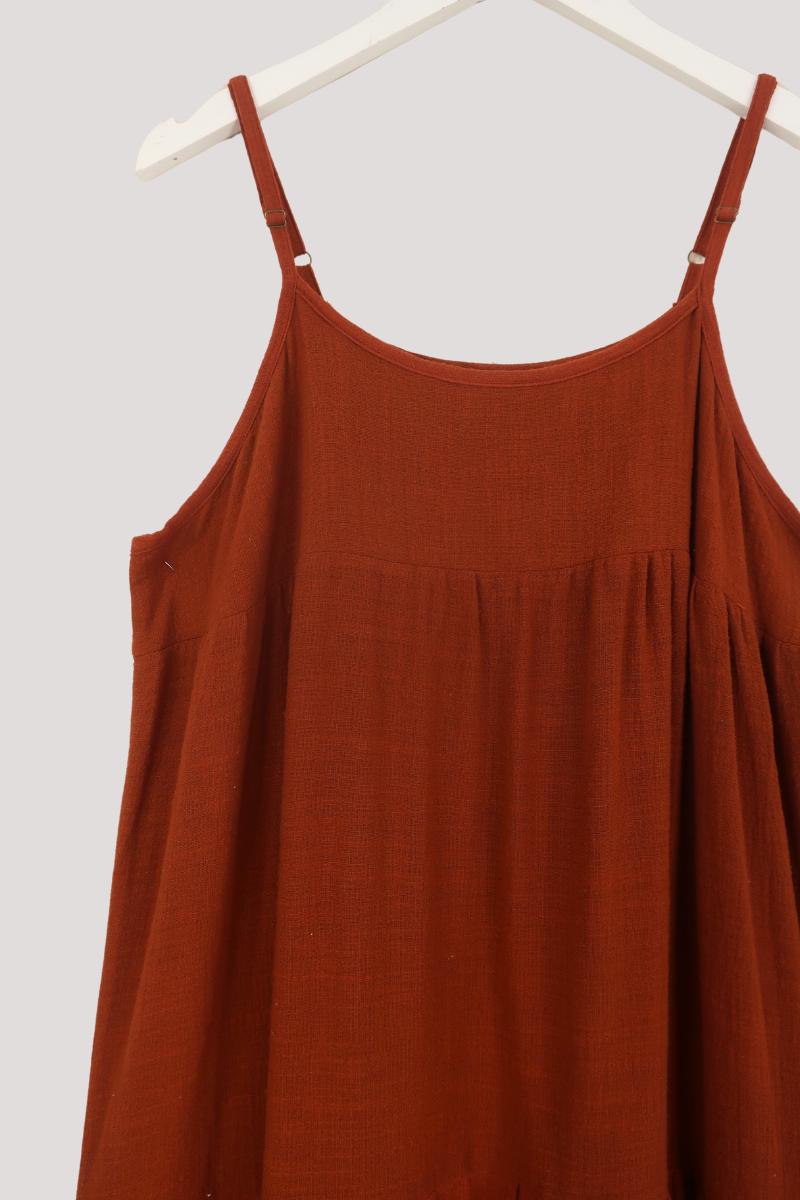 Clover Midi Dress in Rust Red by All About Audrey
