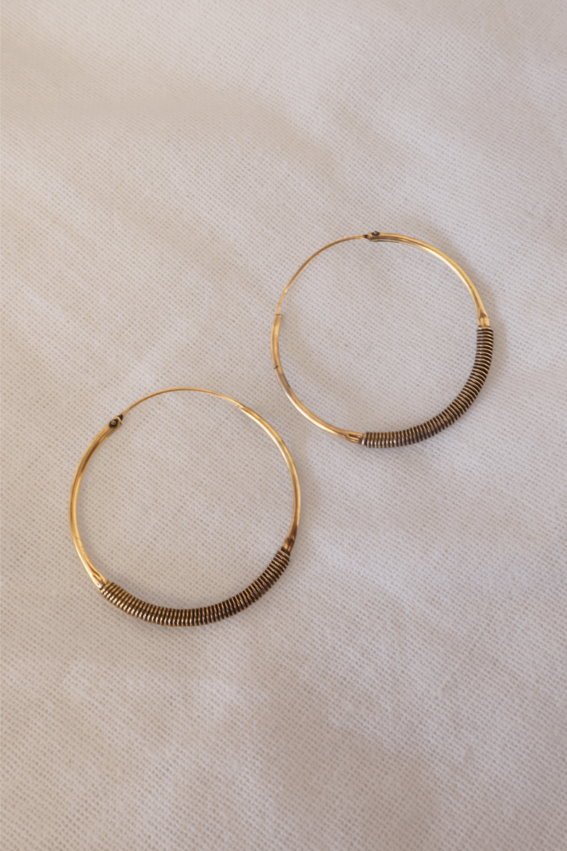 Coil Hoop Earrings in Gold