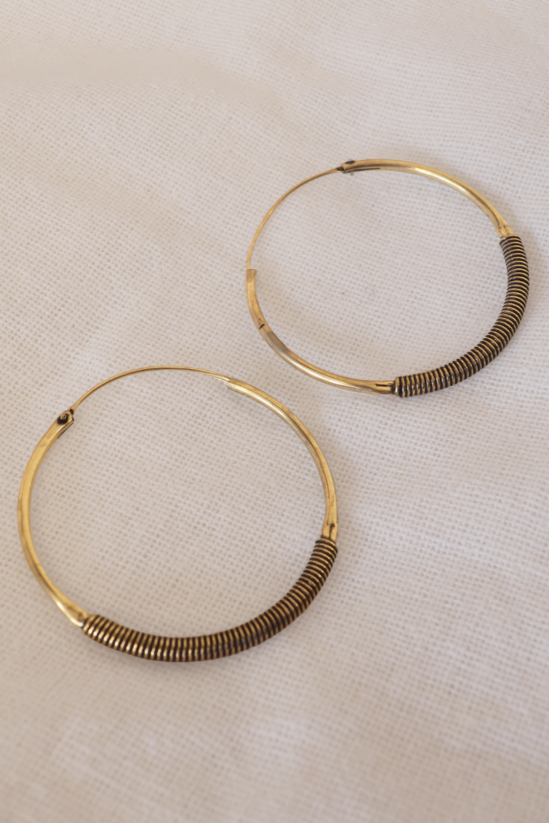 Coil Hoop Earrings in Gold