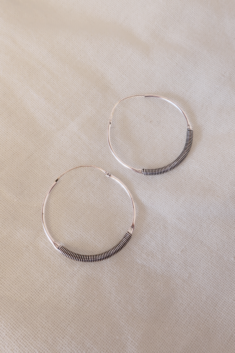 Coil Hoop Earrings in Silver