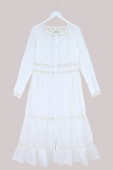 Elizabeth Button-Up Maxi in Diary White Lace