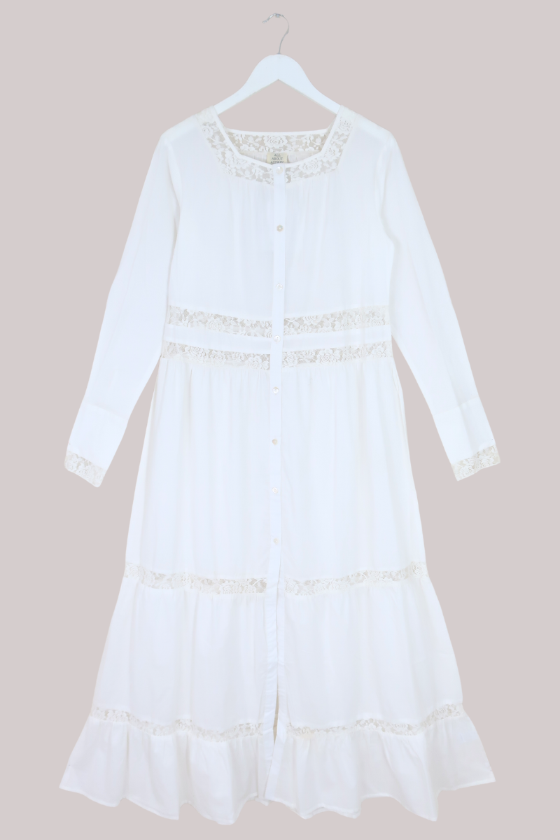 Elizabeth Button-Up Maxi in Diary White Lace