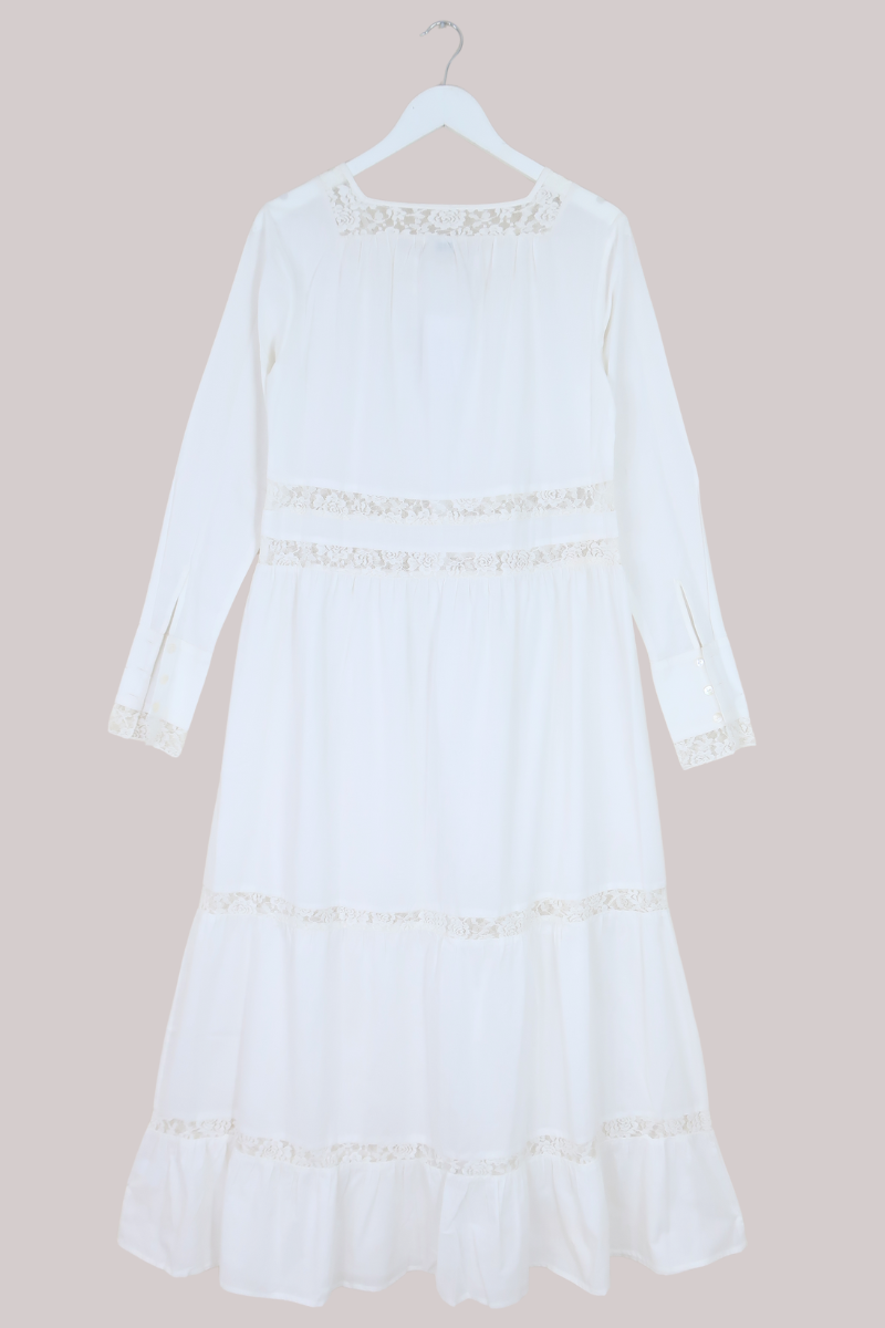 Elizabeth Button-Up Maxi in Diary White Lace