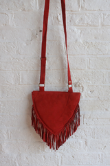 Zelda Embroidered Suede Saddle Bag in Garnet & Bronze Florals