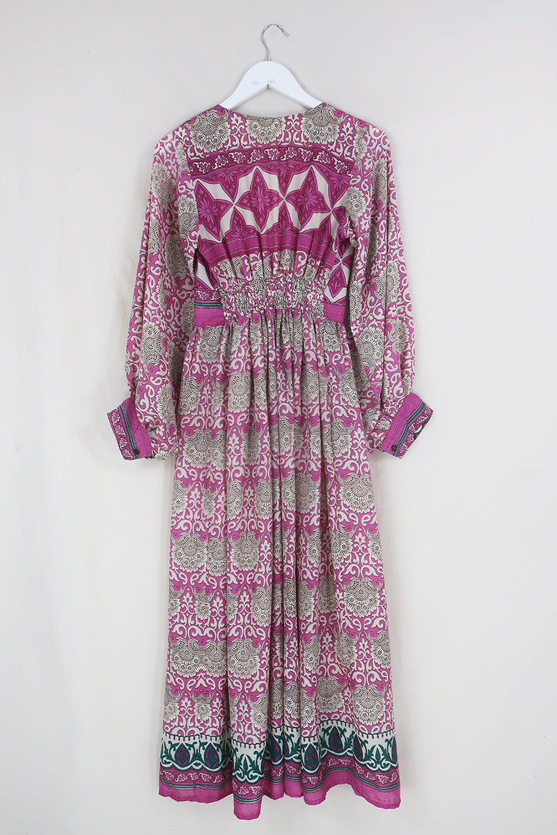 Rosemary Maxi Dress - Vintage Indian Sari - Candy Pink Coconut Mandala - Size XS/S by All About Audrey