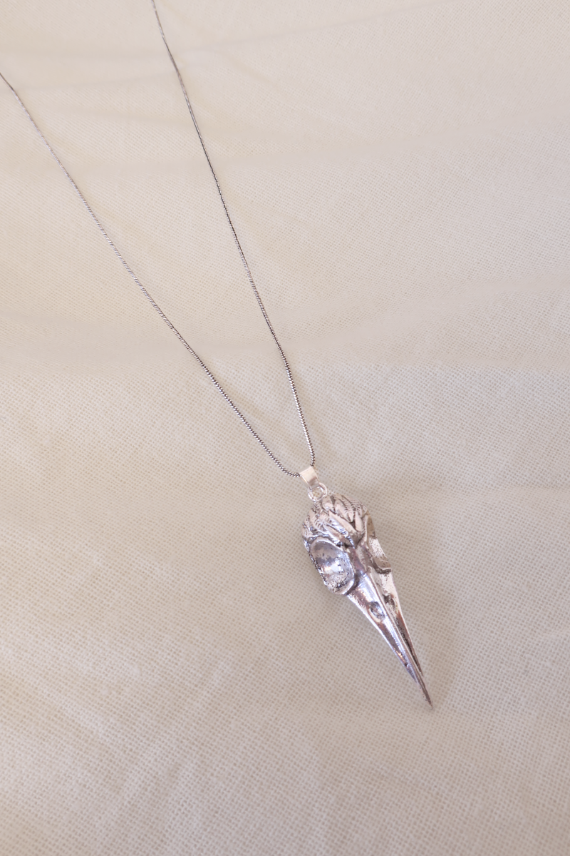 Crow Skull Silver Plated Necklace