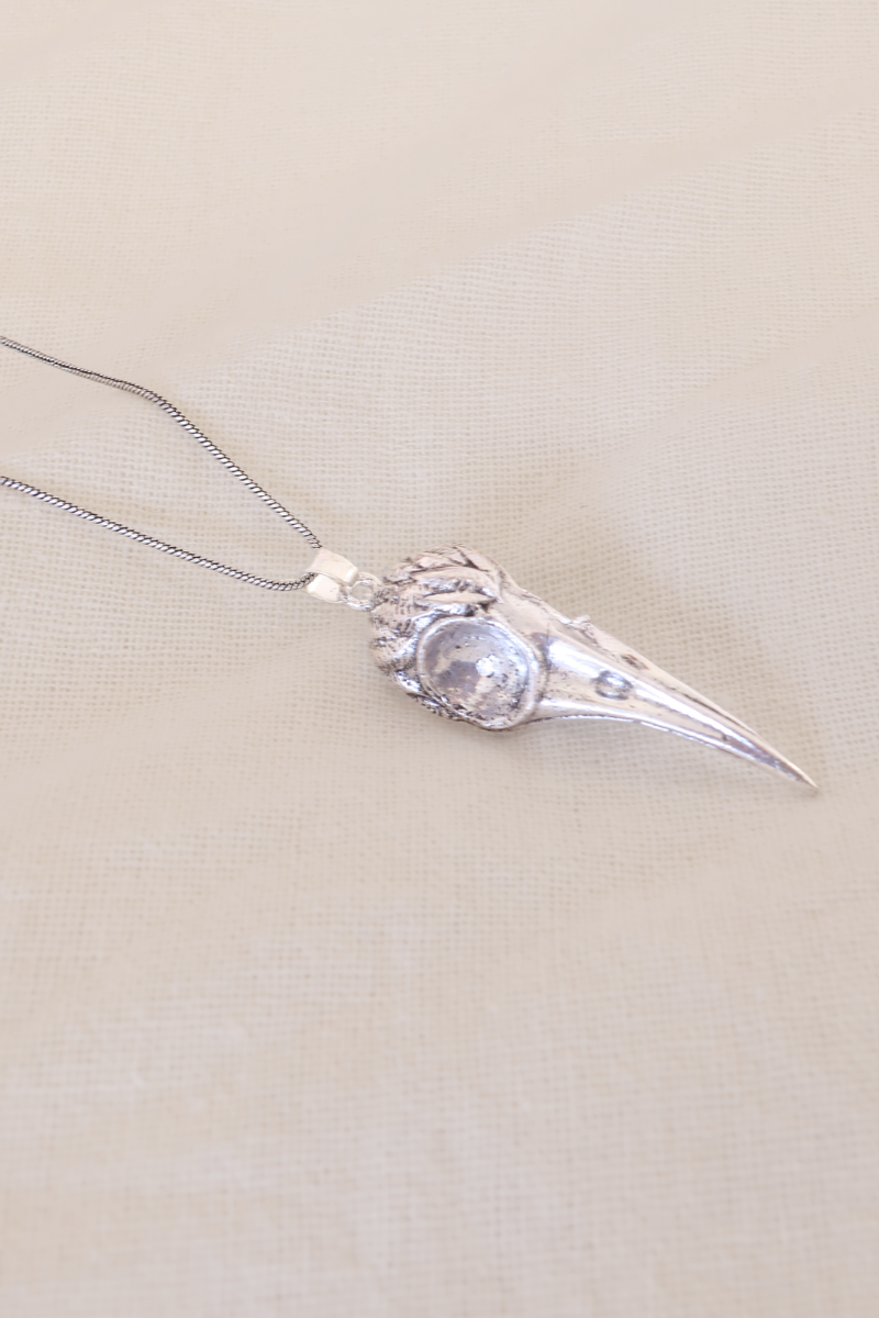 Crow Skull Silver Plated Necklace