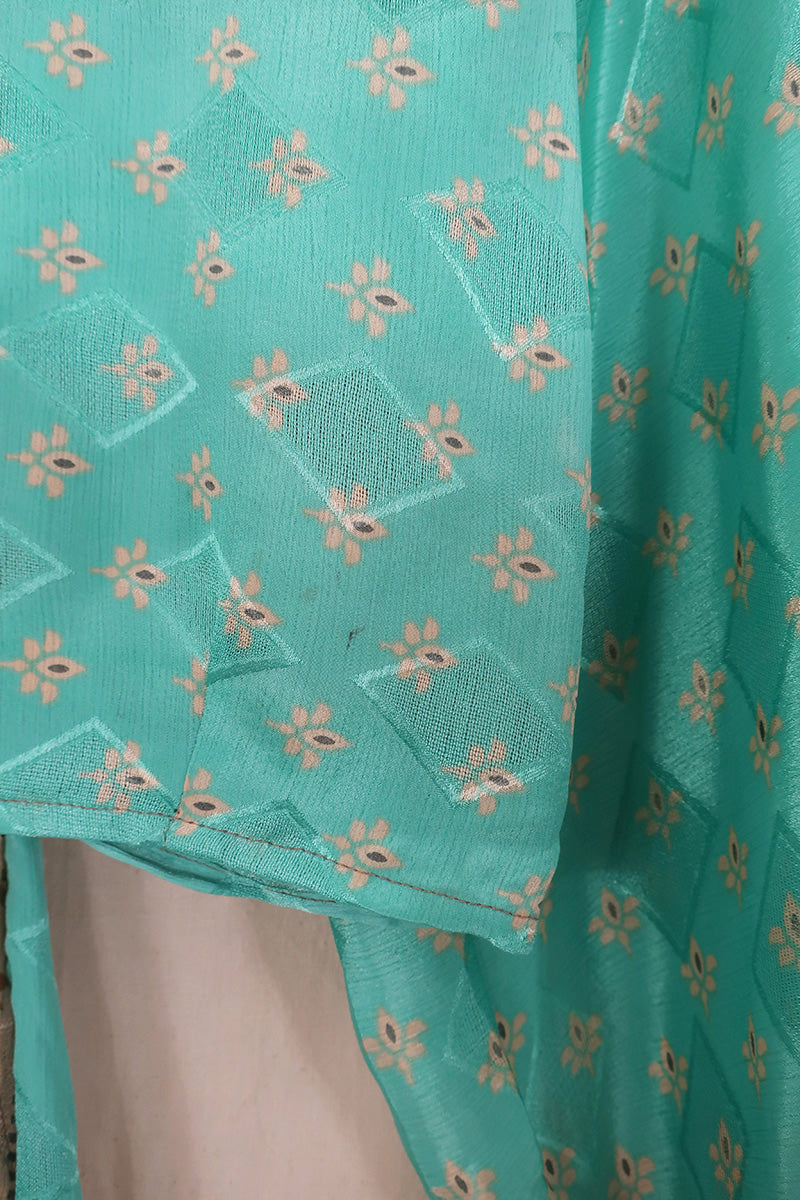 Lola Wrap Top - Crystal Blue Buds - Size S/M