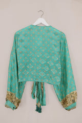 Lola Wrap Top - Crystal Blue Buds - Size S/M