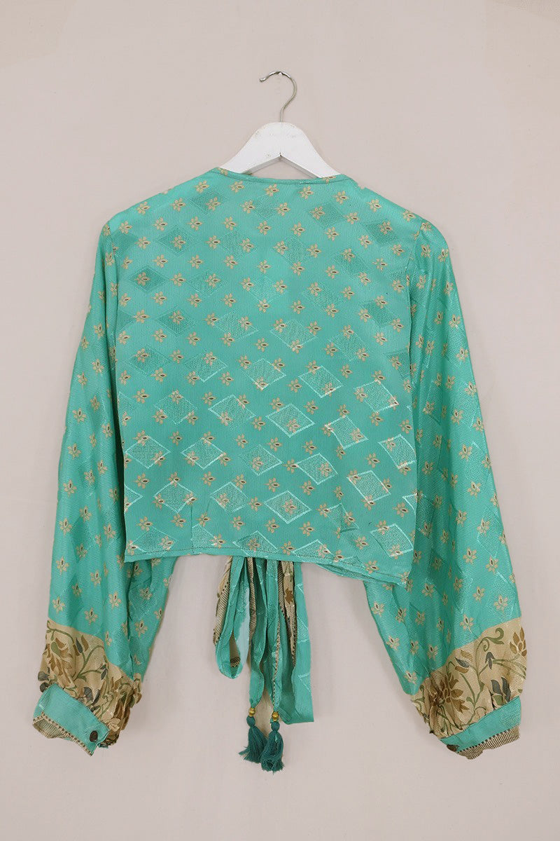 Lola Wrap Top - Crystal Blue Buds - Size S/M