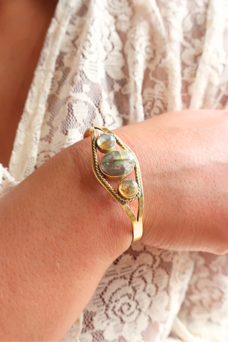 Alchemy Bangle in Gold with Marbled Tourmaline
