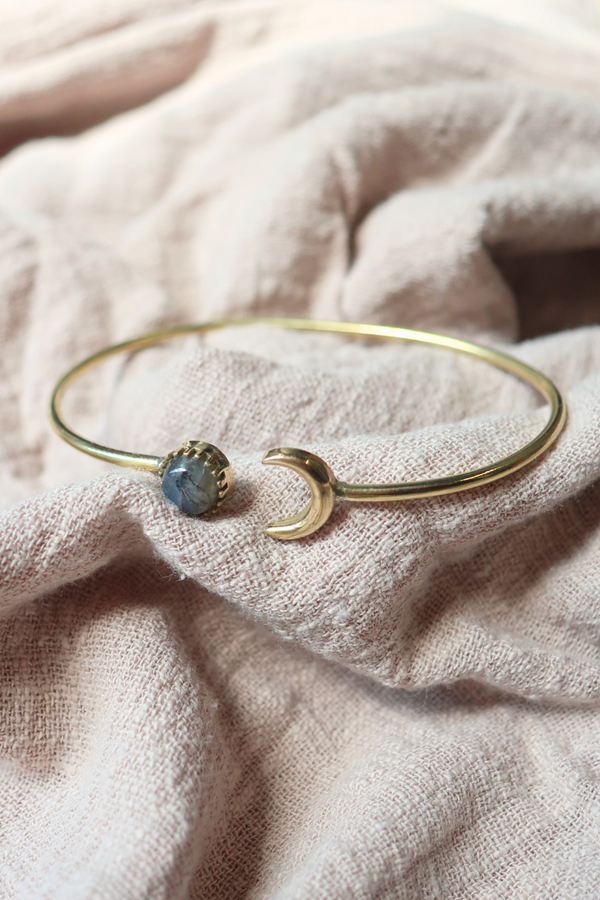 Moonlit Bangle in Gold with Marbled Tourmaline
