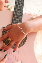 Moonlit Bangle in Silver with Marbled Tourmaline