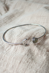 Moonlit Bangle in Silver with Marbled Tourmaline