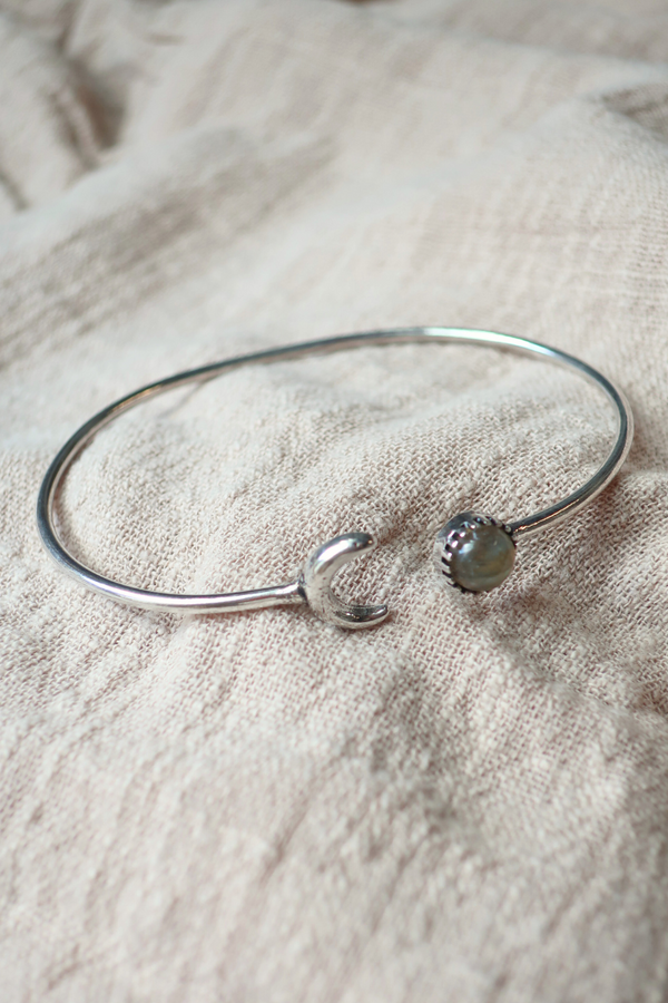 Moonlit Bangle in Silver with Marbled Tourmaline