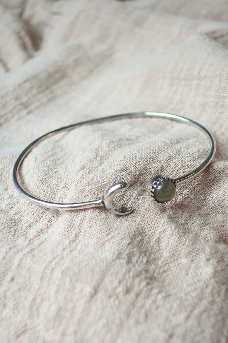 Moonlit Bangle in Silver with Marbled Tourmaline