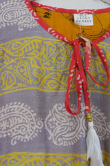 SALE Daisy Smock Top - Coral & Mauve Batik Ferns - Vintage Cotton - Size S/M