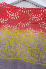 SALE Daisy Smock Top - Coral & Mauve Batik Ferns - Vintage Cotton - Size S/M