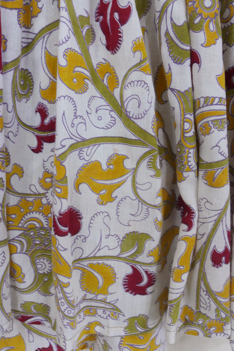 Daisy Smock Top - Butter & Burnt Umber Floral - Vintage Cotton - Size S/M