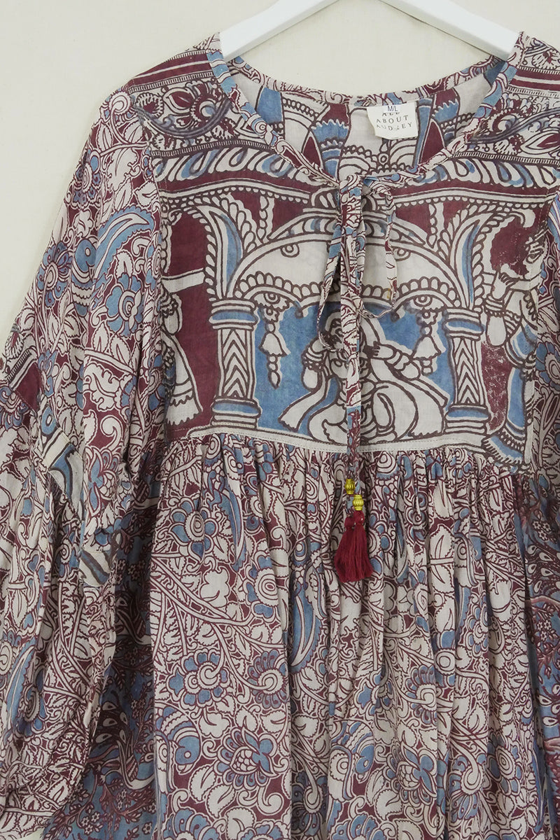 Daisy Smock Top - Cornflower & Berry Florals - Vintage Cotton - Size M/L All About Audrey