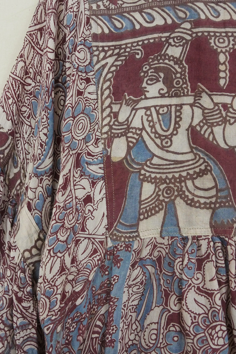 Daisy Smock Top - Cornflower & Berry Florals - Vintage Cotton - Size M/L