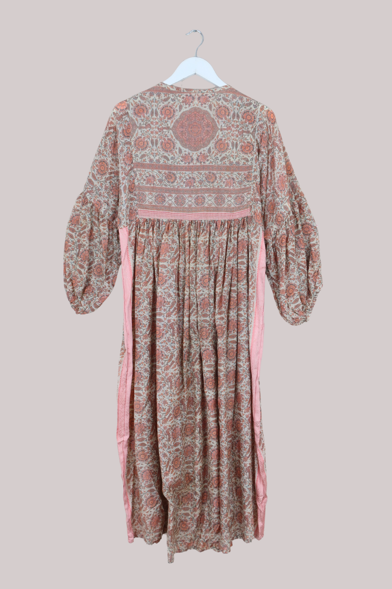 Daisy Vintage Cotton Maxi Dress in Georgia Peach Faded Florals- Size XS
