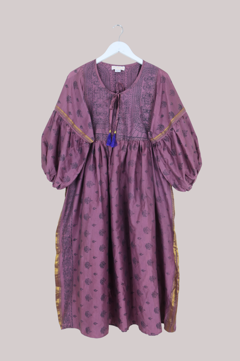 Daisy Vintage Cotton Maxi Dress in Twilight Willow Purple - Size S/M