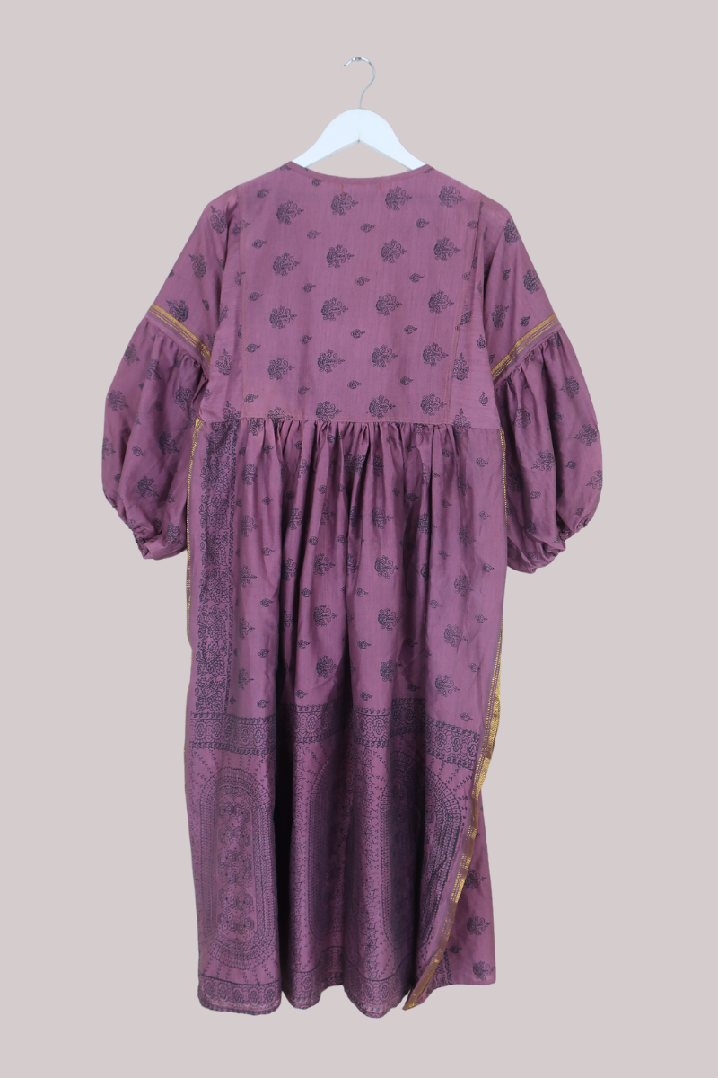 Daisy Vintage Cotton Maxi Dress in Twilight Willow Purple - Size S/M