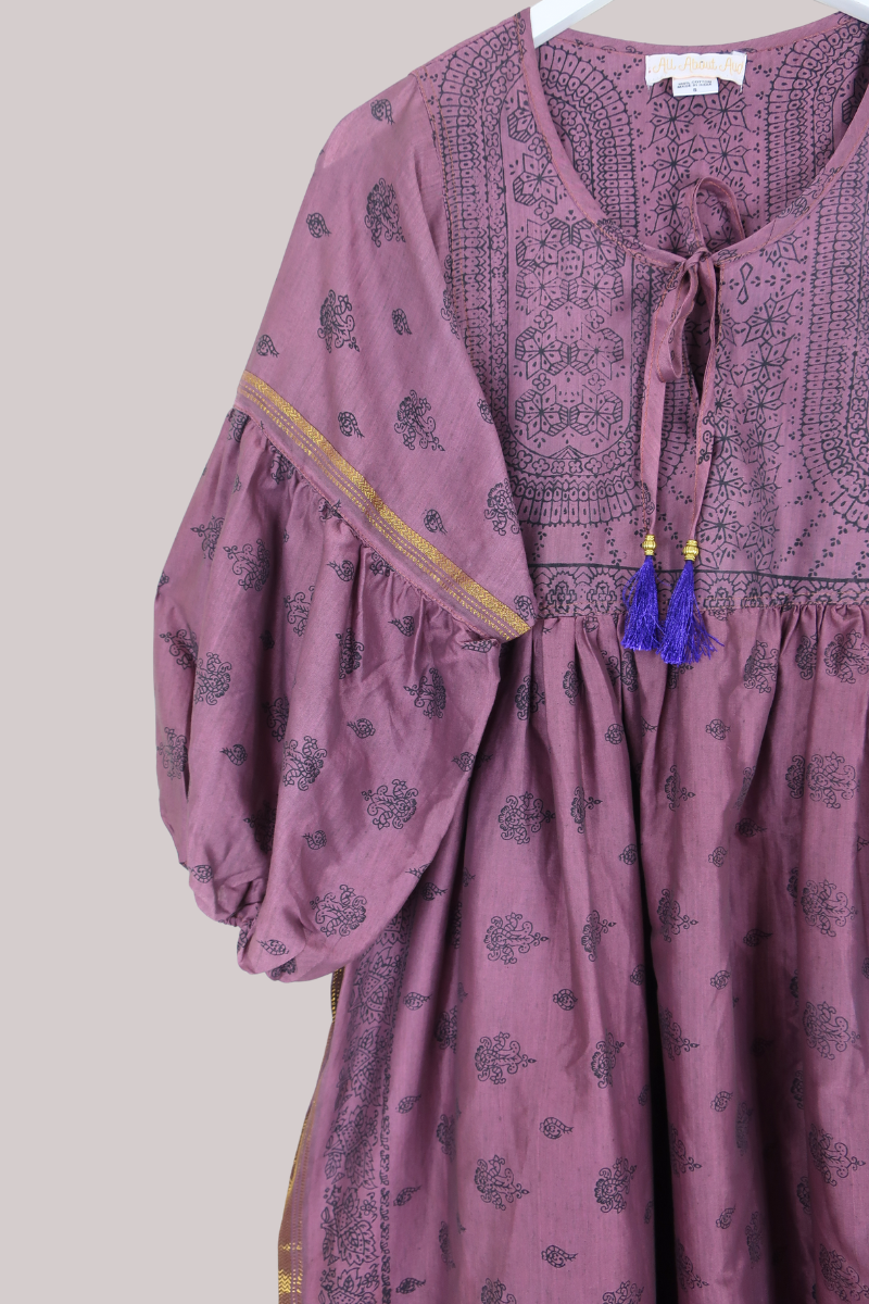 Daisy Vintage Cotton Maxi Dress in Twilight Willow Purple - Size S/M