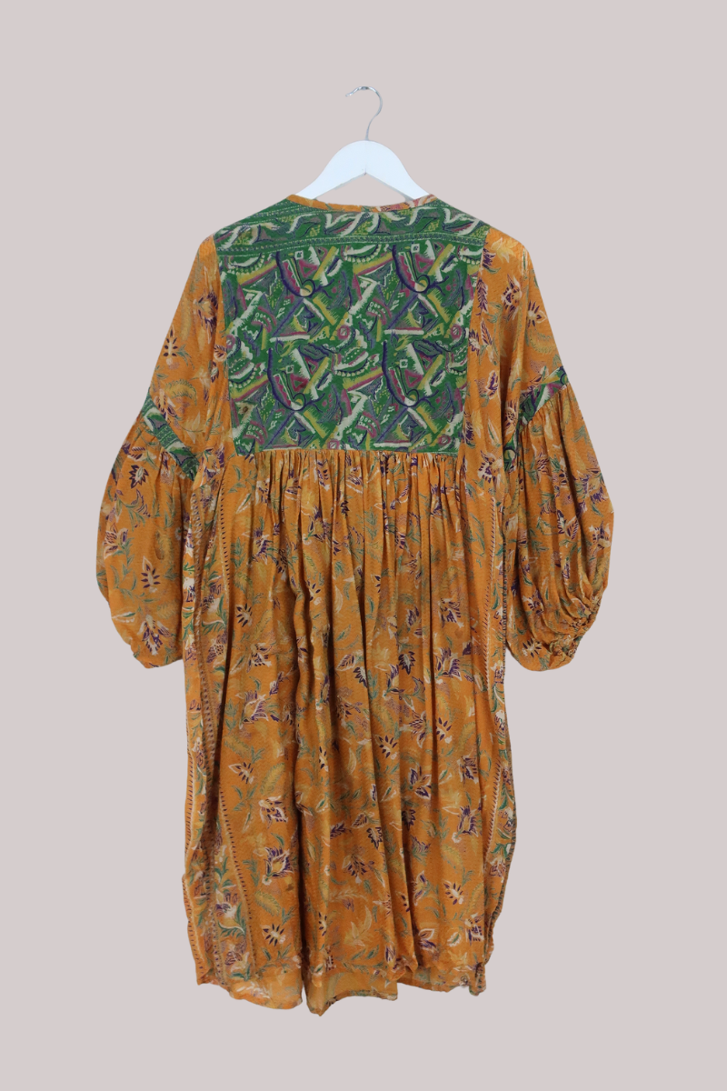 Daisy Vintage Cotton Midi Dress in Clementine Orange - Size M/L