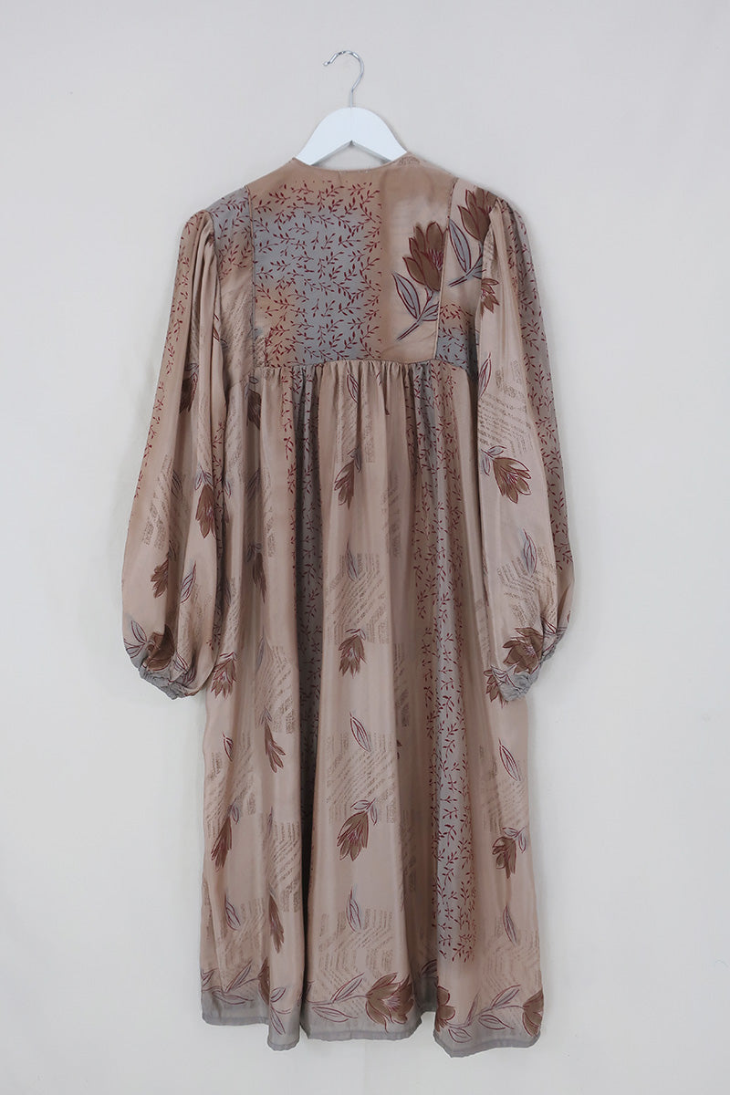 SALE | Daphne Dress - Soft Copper Falling Flowers - Vintage Sari - Size S/M