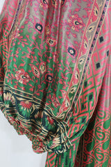 Daphne Dress - Emerald & Coral Paisley Haze - Vintage Sari - Size XL