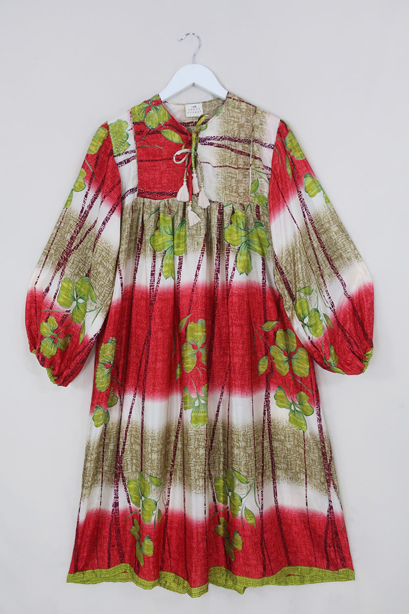 Daphne Smock Dress | Crimson Clover Fade | S/M | All About Audrey All About Audrey Vintage Boutique Daphne Smock Dress | Crimson Clover Fade | S/M | All About Audrey All About Audrey Vintage Boutique