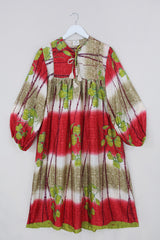 Daphne Dress - Crimson Clover Fade - Vintage Sari - Size S/M By All About Audrey