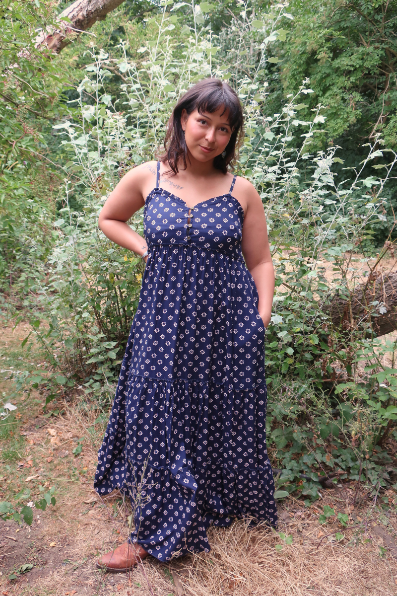 Alice Maxi Dress in Oxford Blue Blossom