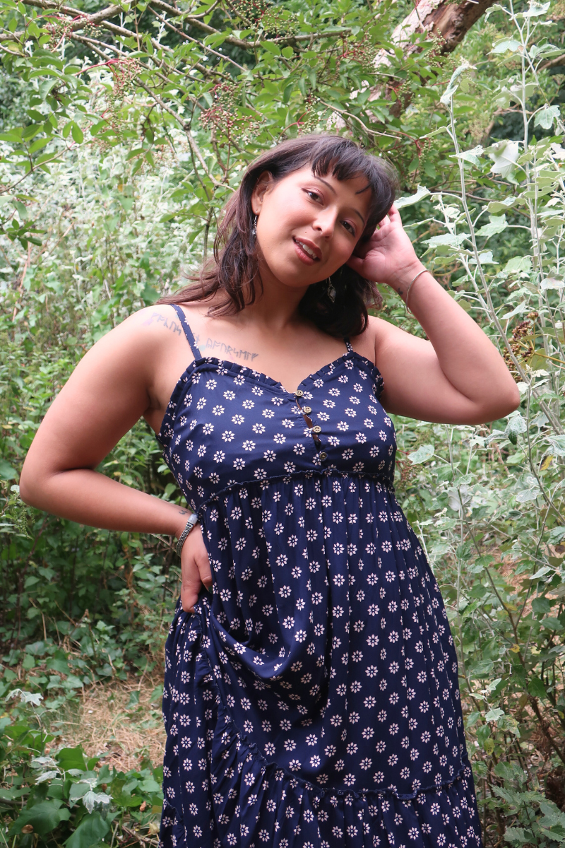 Alice Maxi Dress in Oxford Blue Blossom
