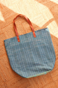 Vintage Kantha Large Shopper Bag in Dark Teal Stripe by All About Audrey