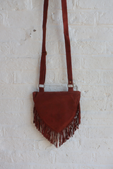 Zelda Embroidered Suede Saddle Bag in Cocoa & Hazelnut Ivy